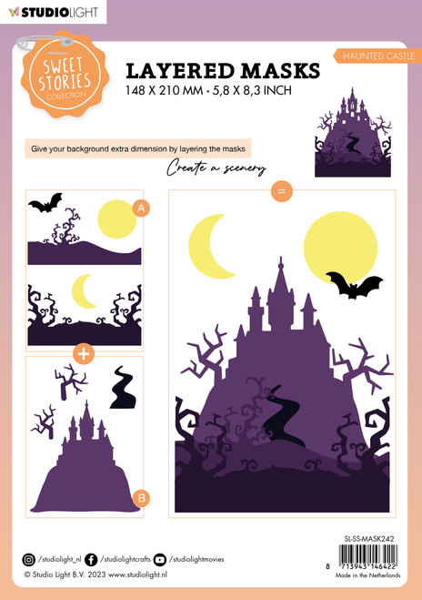 2 Pack Studio Light Sweet Stories 5.9"X 8.25" Stencil-Nr. 242, Haunted Castle SMASK242