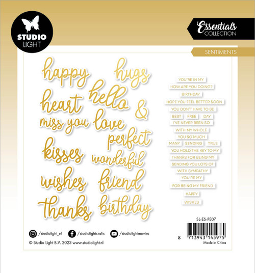 3 Pack - Studio Light Essentials Paper Elements 35/Pkg-Nr. 07, Sentiments Gold Foil - SLESPE07