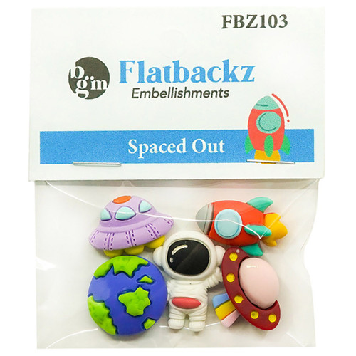 6 Pack Buttons Galore Flatbackz Embellishments-Spaced Out FBZ-103 - 840934006859