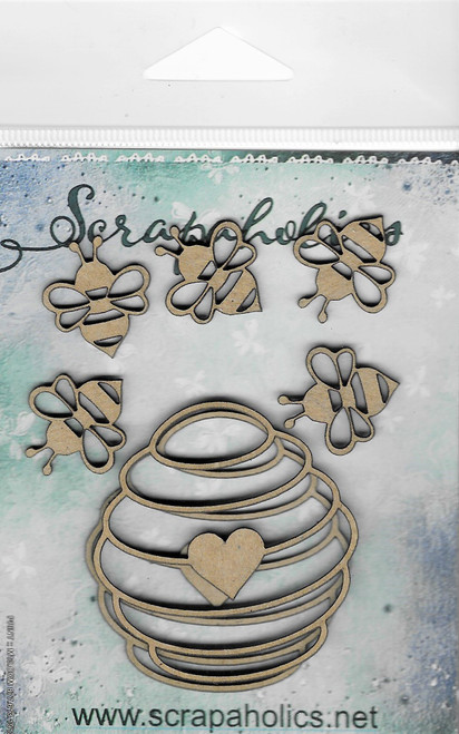 6 Pack Scrapaholics Laser Cut Chipboard 2mm Thick-Beehives & Bees, 7/Pkg 2" To 0.75" S88808 - 745808288808