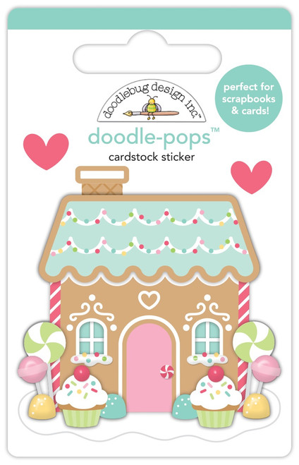 6 Pack Doodlebug Doodle-Pops 3D Stickers-Gingerbread Kisses Candy Cottage DB8296 - 842715082960