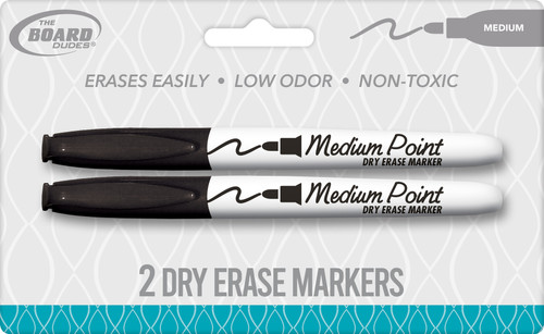 12 Pack Board Dudes Medium Tip Dry Erase Markers 2/Pkg-Black CYD15 - 714963022220