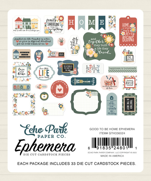 3 Pack Echo Park Cardstock Ephemera-Icons, Good To Be Home TH336024