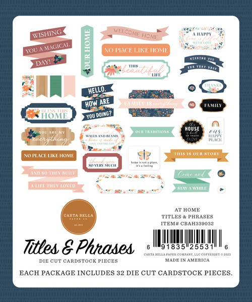 3 Pack - Carta Bella Cardstock Ephemera-Titles & Phrases, At Home - AH339032