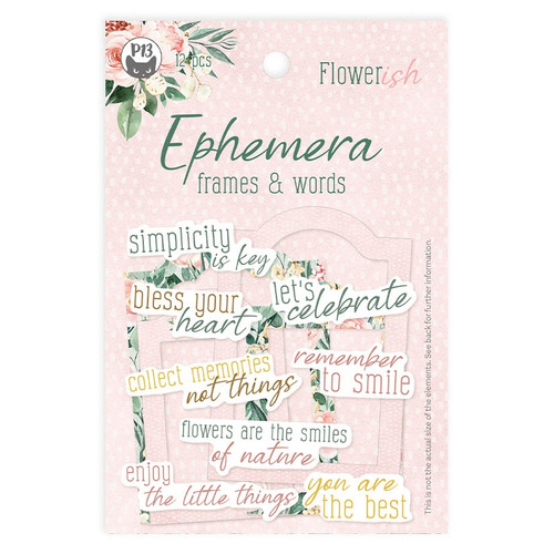3 Pack - Flowerish Ephemera Cardstock Die-cuts 12/Pkg-Frames & Words - P13FLO37 - 5905523082425