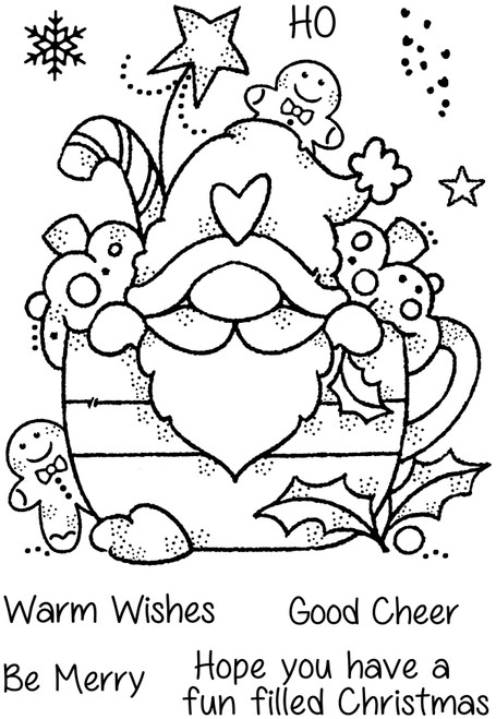 2 Pack Woodware Clear Stamps 4"X6"-Singles Gnome Christmas Cup FRS1005