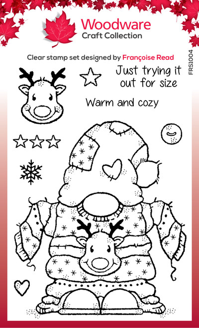 2 Pack Woodware Clear Stamps 4"X6"-Singles Cozy Gnome Jumper FRS1004 - 5055305983560