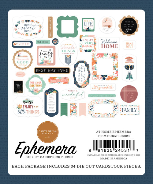 3 Pack - Carta Bella Cardstock Ephemera-Icons, At Home - AH339024 3 Pack - Carta Bella Cardstock Ephemera-Icons, At Home - AH339024
