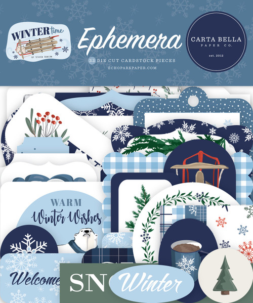 3 Pack Carta Bella Cardstock Ephemera-Icons, Wintertime WT334024 - 691835235417