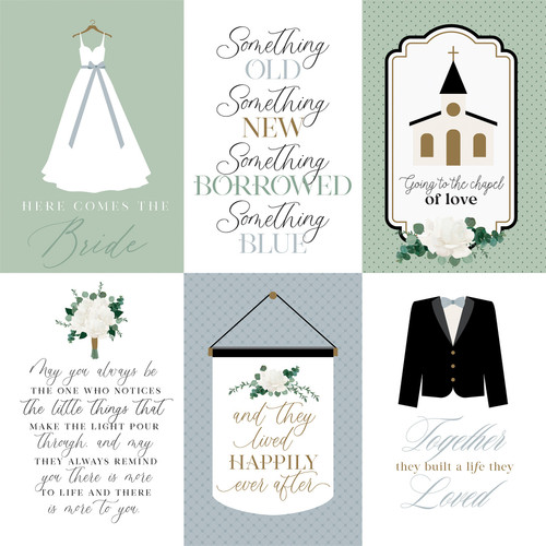 25 Pack Wedding Bells Double-Sided Cardstock 12"X12"-4"x6" Journaling Cards WBL12-5009