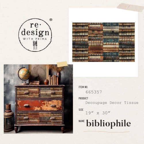 3 Pack Prima Re-Design Decoupage Decor Tissue Paper 19"X30"-Bibliophile REDTP-65357