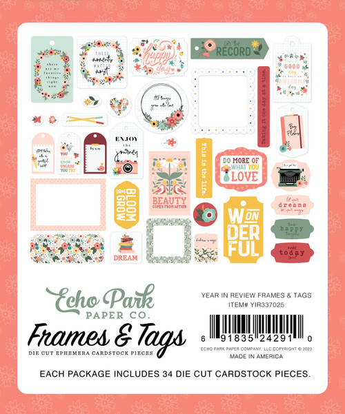 3 Pack - Echo Park Cardstock Ephemera-Frames & Tags, Year In Review - IR337025 3 Pack - Echo Park Cardstock Ephemera-Frames & Tags, Year In Review - IR337025