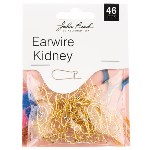 3 Pack - John Bead Earwire Kidney 19x10mm 46/Pkg-Gold - 1401152 - 665772231696
