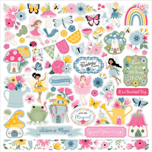 3 Pack Echo Park Elements Cardstock Stickers 12"X12"-Fairy Garden FG338014 - 691835239217