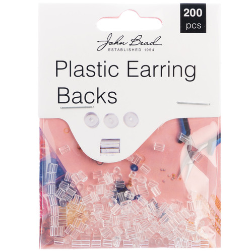 3 Pack John Bead Plastic Earring Backs 200/Pkg-Clear 1401001 - 665772202979