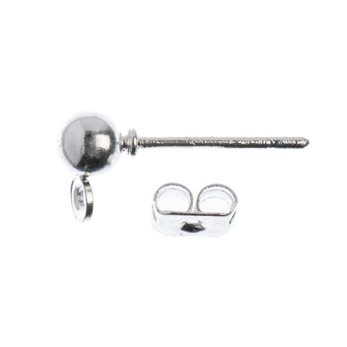 3 Pack John Bead Earring Post w/5mm Ball 12/Pkg-Silver 1401020