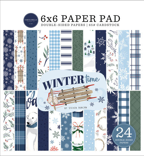 3 Pack Carta Bella Double-Sided Paper Pad 6"X6"-Wintertime WT334023 - 691835235318