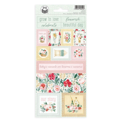 4 Pack Flowerish Cardstock Stickers-#02 P13FLO12 - 5905523082296