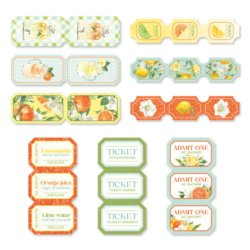 3 Pack - Fresh Lemonade Ephemera Cardstock Die-cuts 9/Pkg-Tickets - P13LEM38 3 Pack - Fresh Lemonade Ephemera Cardstock Die-cuts 9/Pkg-Tickets - P13LEM38