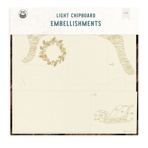 3 Pack - Santa's Workshop Light Chipboard 3D Base 12"X12"-Sleigh - P13SAN51 - 5905523081565