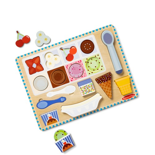 3 Pack - Melissa & Doug Wooden Play Puzzle 16pcs-Ice Cream - MD31006