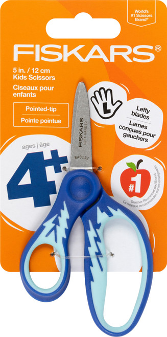3 Pack Fiskars Softgrip Kids Pointed Tip Scissors 5"-Blue Lightning 1067093 - 020335075467