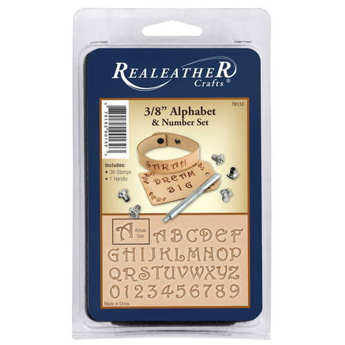 Realeather(R) Crafts Fancy Alphabet & Number Stamp Set-3/8" - T8133 - 870192001303