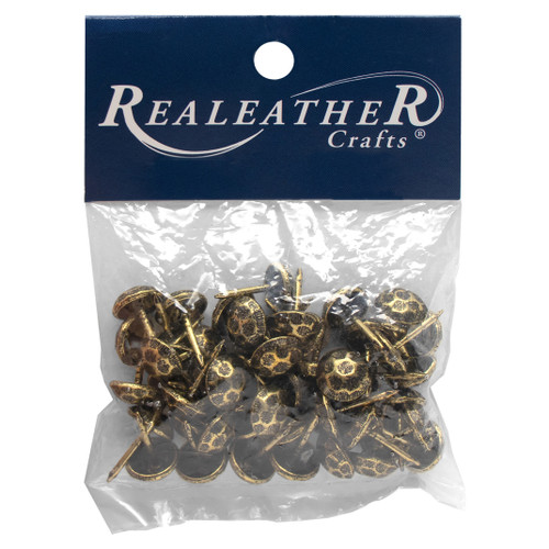 Realeather(R) Crafts Furniture Tack Hammered 48/Pkg-Antique Brass - BHT00-48 - 870192008678