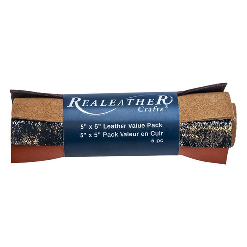 Realeather(R) Crafts Leather Value Pack 5"X5" 5/Pkg-Assorted C0505-05 - 870192015539