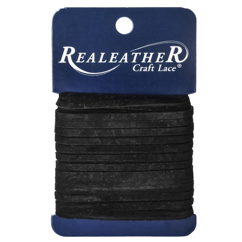 3 Pack - Realeather(R) Crafts Suede Lace 1/8"X8yd-Black - SOS08-2001 - 870192000627