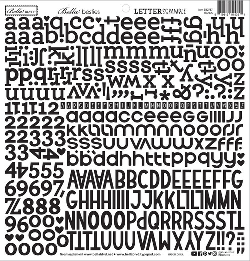 3 Pack Bella Blvd Bella Besties Letter Scramble Alpha Stickers-Black BBSCS-2787 - 819812015351