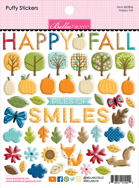 3 Pack One Fall Day Puffy Stickers-Happy Fall BB2806 - 819812015542