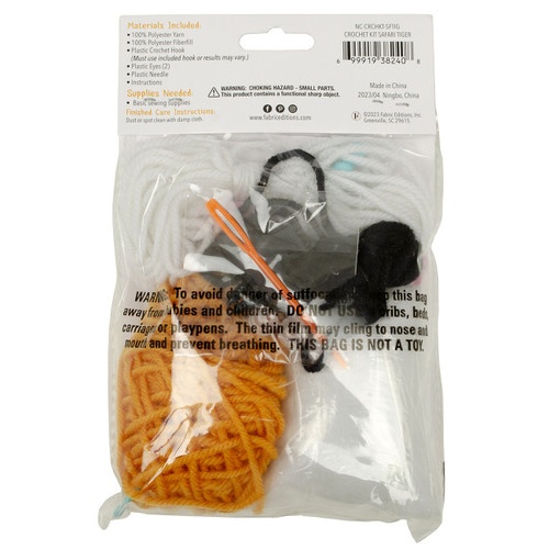 4 Pack - Fabric Editions Mini Crochet Kit-Tiger 3"X3" - CRCHKTMI-SFTIG 4 Pack - Fabric Editions Mini Crochet Kit-Tiger 3"X3" - CRCHKTMI-SFTIG