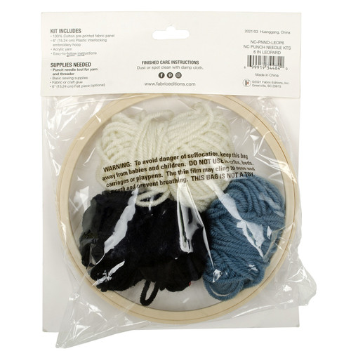 3 Pack - Fabric Editions Punch Needle Kit 6" Round-Leopard Print - NCPNNDLE