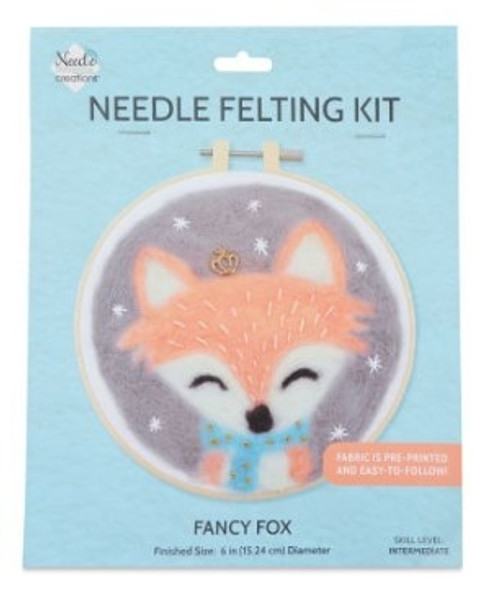 3 Pack Fabric Editions Needle Felting Kit 6" Round-Fox NCNDLFLT-FOX - 699919361670