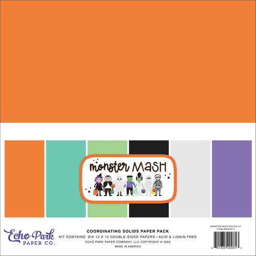3 Pack Echo Park Solids Collection Kit 12"X12"-Monster Mash MM323015 - 691835200613