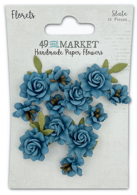 3 Pack 49 And Market Florets Paper Flowers-Slate 49FMF-40421 - 752505140421