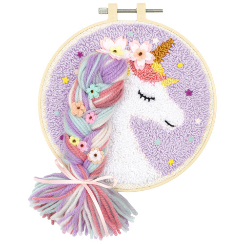 3 Pack - Fabric Editions Punch Needle Kit 6" Round-Unicorn - NCPNNDUN