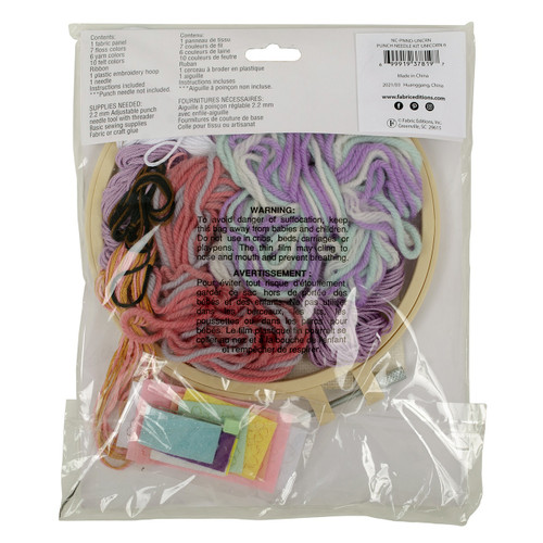 3 Pack Fabric Editions Punch Needle Kit 6" Round-Unicorn NCPNNDUN