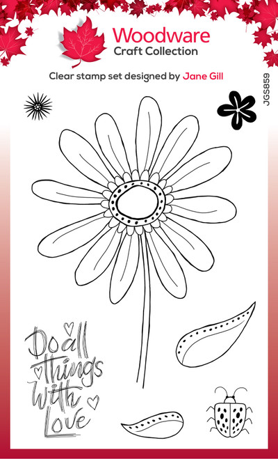 2 Pack Woodware Clear stamps 4"X6"-Singles Petal Doodles With Love JGS859 - 5055305985489