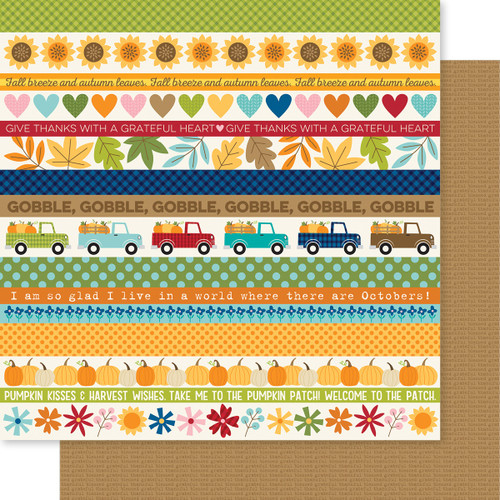 25 Pack One Fall Day Double-Sided Cardstock 12"X12"-One Fall Day Borders BBOFD12-2799 - 819812015474