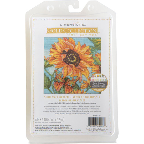 Dimensions Counted Cross Stitch Kit 6"X6"-Sunflower Garden 18 Count 70-65228 - 088677652289