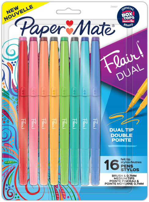 Paper Mate Flair Dual Tip Pens 16/Pkg-Assorted 2181607 - 071641211414