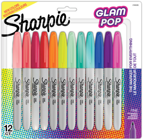 Sharpie Glam Pop Fine Point Permanent Markers 12/Pkg-Assorted 2185226 - 071641212237