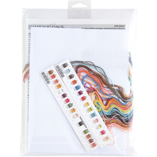 Dimensions Counted Cross Stitch Kit 16"x8"-Wildflower Vases 16 Count - 70-35431