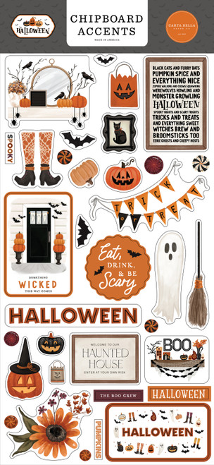 3 Pack Carta Bella Chipboard 6"X13"-Halloween HW324021 - 691835209210