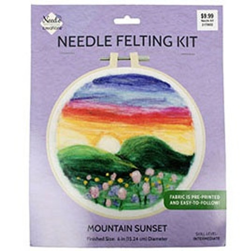 3 Pack Fabric Editions Needle Felting Kit 6" Round-Mountains NCNDLFLT-MNTS - 699919363810