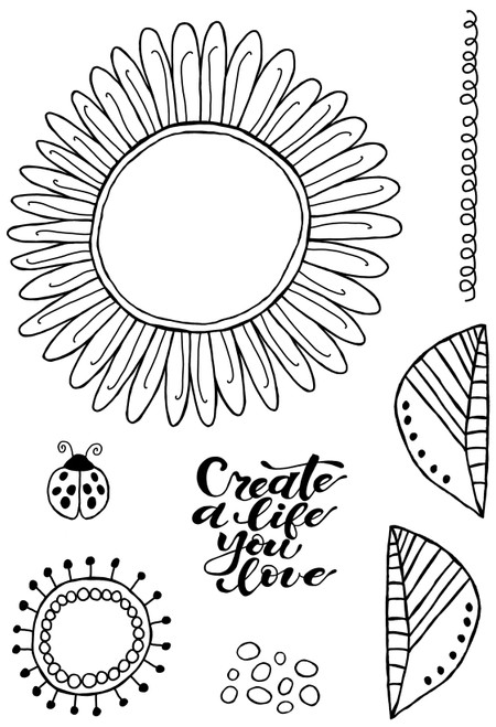 2 Pack Woodware Clear stamps 4"X6"-Singles Petal Doodles Live Life JGS860