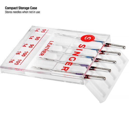 6 Pack - SINGER Leather Machine Needles 5/Pkg-Sizes 14/90 (3) & 16/100 (2) - 4740
