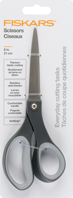 Fiskars Everyday Softgrip Titanium Scissors 8"-Gray 1067265 - 020335076259